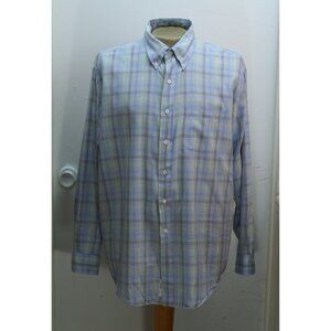 Brooks Brothers Men's Casual Shirt XL/R 17.5/36 Blue Plaid Cotton Woven in Italy